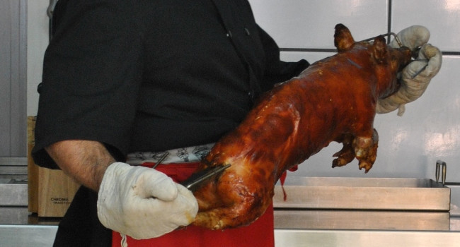 un cochon de lait bien cuit !